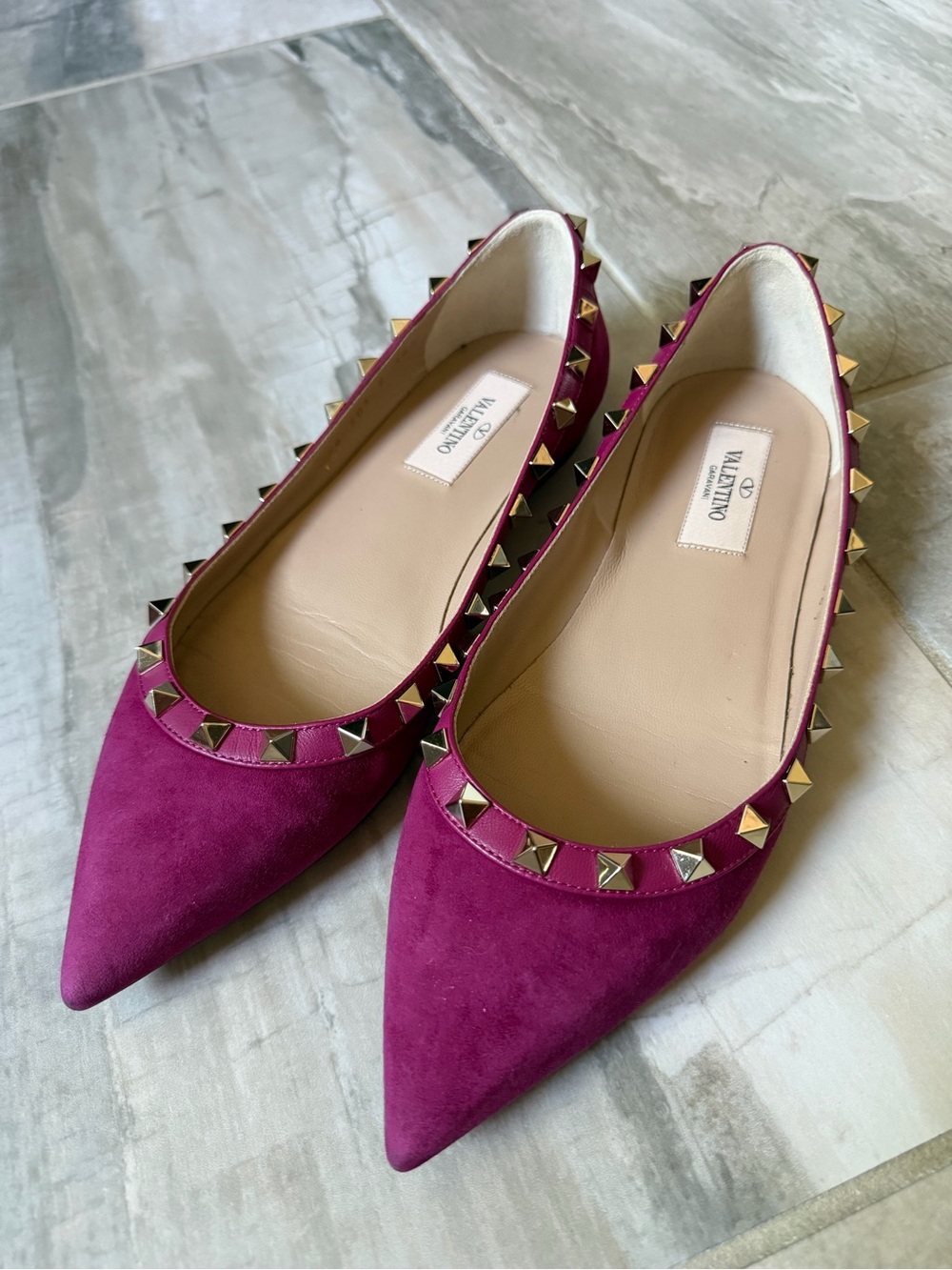 VALENTINO Rockstud Ballet Flats Magenta Classic 36.5